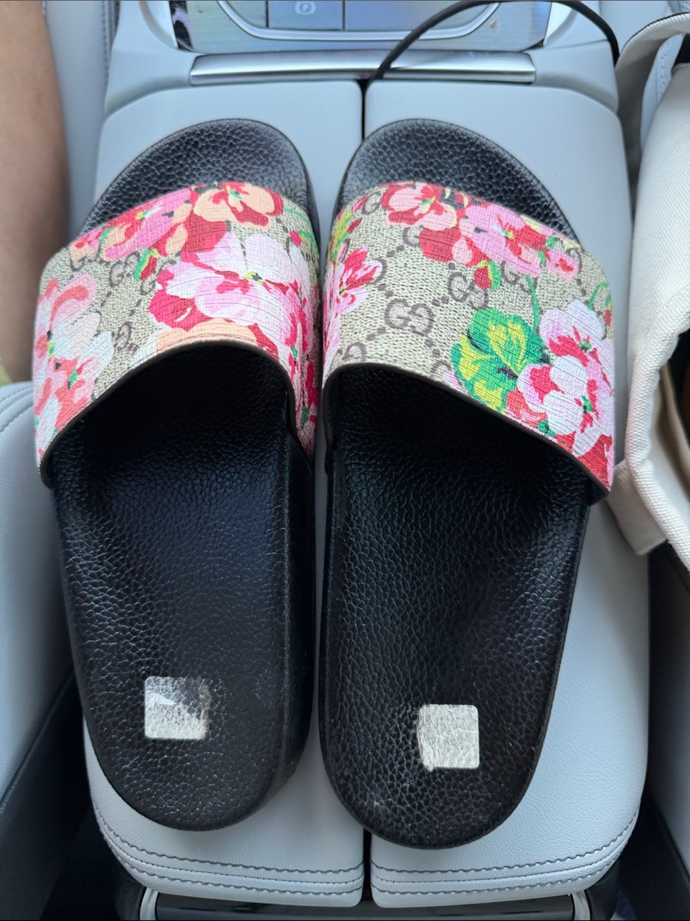Floral Canvas Slide Sandals - Black & Multicolor